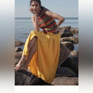 Anthropologie yellow maxi skirt